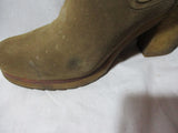 PRADA Suede Leather Bootie Ankle Boot BROWN 40.5 Heel Shoe