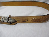 DOS AMIGOS STERLING SILVER FETISH BEAR Tanned Braided Leather Belt MEXICO 40/100
