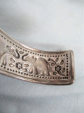 925 Sterling Silver Signed ELEPHANT TRUNK UP BRACELET CUFF Bangle Jewelry