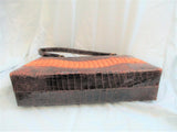 Vintage ALLIGATOR CROCODILE CROC ANIMAL Skin Clutch Purse Bag BROWN Leather