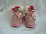 NEW BABY INFANT Leather Shearling Boot Slipper XS BEIGE PINK