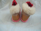 NEW BABY INFANT Leather Shearling Boot Slipper XS BEIGE PINK