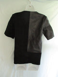 NWT New CELINE ITALY LAMBSKIN LEATHER Suede Top Shirt 36 Short Sleeve BLACK