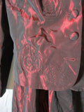 KAY UNGER Sheer FOX FUR RED Blazer JACKET Dress Gown Set 12  RED BLACK Wedding