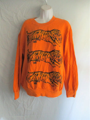 NEW TRIPLE TIGER CAT Throw-back Sweatshirt Top Coverup Jacket XL TANGERINE ORANGE