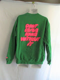 NEW MAYFAIR COMPASSION Throw-back Sweatshirt Top Coverup Jacket S/M GREEN PINK