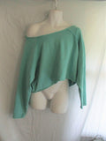 NEW OUT FROM UNDER Off Shoulder Cropped Sweatshirt Top Jacket L/G AQUA BLUE