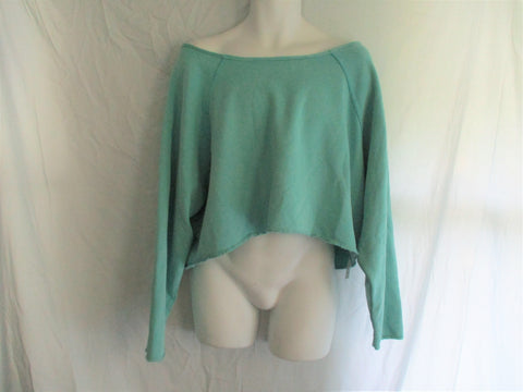 NEW OUT FROM UNDER Off Shoulder Cropped Sweatshirt Top Jacket L/G AQUA BLUE