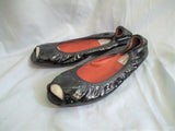 NEW LANVIN Patent Leather Ballet Flat Shoe 36.5 Peep Toe Slipper BLACK