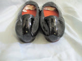 NEW LANVIN Patent Leather Ballet Flat Shoe 36.5 Peep Toe Slipper BLACK