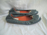 NEW LANVIN Patent Leather Ballet Flat Shoe 36.5 Peep Toe Slipper BLUE