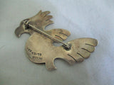 Signed TAXCO Sterling Silver FETISH PARROT BIRD BROOCH PIN Boho Statement