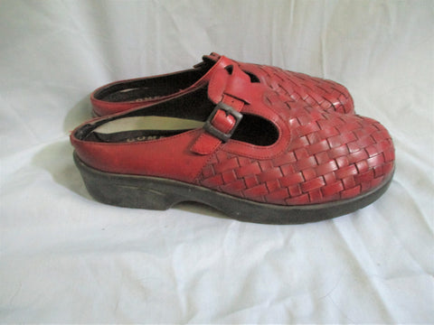 Dexter Comfort Mules Clogs Slides Woven Leather Shoes Slip-On Mules 8.5 RED BURGUNDY