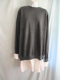 NEW FREE PEOPLE TRICIA FIX SWEATSHIRT BUILT IN SHIRT 2 in 1 L BLACK WHITE
