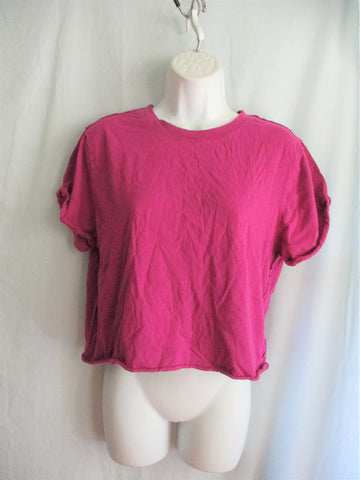 NEW WE THE FREE PEOPLE Cropped Tee 100% Cotton T-Shirt Top M PURPLE VIOLET