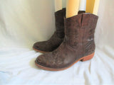 TAOS Embroidered Floral Leather Booties Ankle Boots Shoes 10.5 41 BROWN Boho Hipster