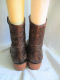 TAOS Embroidered Floral Leather Booties Ankle Boots Shoes 10.5 41 BROWN Boho Hipster