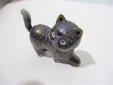 Handmade Cloisonne Mini KITTY CAT jEWELED Figurine Sculpture BLUE Cute Asian