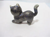 Handmade Cloisonne Mini KITTY CAT jEWELED Figurine Sculpture BLUE Cute Asian