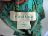 NEW SUNDANCE Drawstring Fringe Tassel Pant Floral Boho Festival Hippy L Aqua