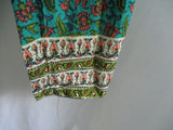 NEW SUNDANCE Drawstring Fringe Tassel Pant Floral Boho Festival Hippy L Aqua