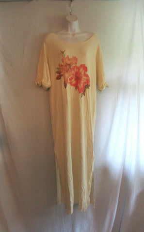 FREE PEOPLE X VINTAGE SOULS MAXI Thermal HIBISCUS FLORAL FLOWER Shift Dress L
