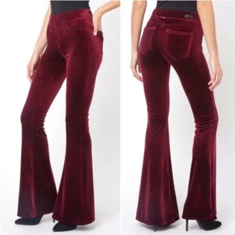 NWT Free People BLANKNYC WAVERLY HIGH-RISE FLARE Pant Lounge 29 WINE RED BURGUNDY