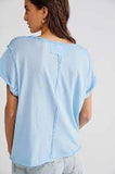 NWT NEW WE THE FREE PEOPLE DYLAN Tee 100% Cotton T-Shirt Top XL DREAM BLUE