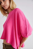 NEW WE THE FREE PEOPLE CC Tee 100% Cotton Asymmetrical Top XL PINK