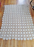 Vintage Crochet Coverlet Bedspread Cover Knit 84" WHITE CREME FULL DOUBLE