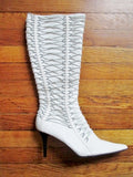 Womens GO MAX GENTLE Vegan High Heel Boots FETISH WHITE 10 Steampunk Strappy