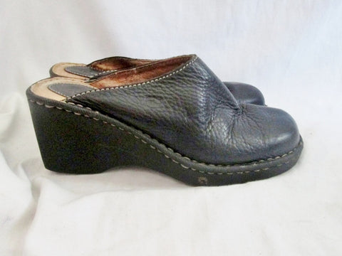 Womens BORN Leather Clog Shoe Slip-On Loafer Comfort Walking BLACK 8 Mule