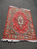 4' x 6' PERSIAN Turkish ORIENTAL ETHNIC AREA Rug Carpet RED FLORAL Mat Fringe