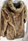 Womens DENNIS BASSO Suede Leather Faux Fur jacket coat BROWN S Hood