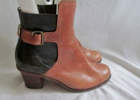 Womens J SHOES Brand HARDWICK Handcrafted LEATHER Ankle BOOTS Shoes BROWN 6.5 Block