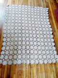 Vintage Crochet Coverlet Bedspread Cover Knit 84" WHITE CREME FULL DOUBLE