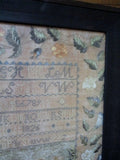 Antique 1826 Primitive ALPHABET NEEDLEPOINT SAMPLER ART PRINT EARLY FOLK