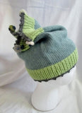 NEW LITTLE JOURNEYS CHICAGO 100% ALPACA WOOL Knit Hat Cap Beanie OS GREEN BLUE