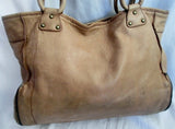 PRAGUE Cowhide Leather Shoulder Bag Tote Handbag Satchel Saddle BROWN L