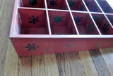 23" Handmade Painted RUSSIA Wood Primitive Shelf Shadow Box Case RED Organizer