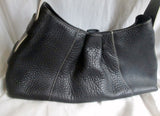 KENNETH COLE NEW YORK pebbled leather handbag rouche hobo Satchel Tote BLACK Boho