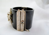 CHANEL RHINESTONE CUFF Bracelet BLACK PEARL Luxury
