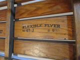 Vintage FLEXIBLE FLYER PLANET JR 47J Snow Sled Wood Rustic Ride Metal Runners