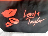 NEW LORD & TAYLOR LIPS TOTE Shopper Bag Carryall Vegan BLACK RED