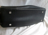 KENNETH COLE NEW YORK pebbled leather handbag rouche hobo Satchel Tote BLACK Boho