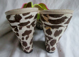 NEW Womens BEVERLY FELDMAN Sandals High Heel AMARETTO Leopard Yellow Pink 10
