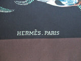 NEW HERMES PARIS GIBIERS SILK SCARF LINARES Exotic BIRD BROWN BLACK NIB