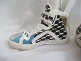 PIERRE HARDY CUBE Leather Sneaker TRAINER Shoe 36 6 Hi-Top Sport GOLD BLUE Womens