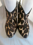 Womens NINE WEST FUR Animal Print LEATHER Stiletto Shoes LEOPARD 6.5 Bootie