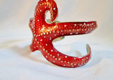 Textured STARFISH SEA STAR MERMAID NAUTICAL Bracelet Cuff Bangle RED Boho Jewelry